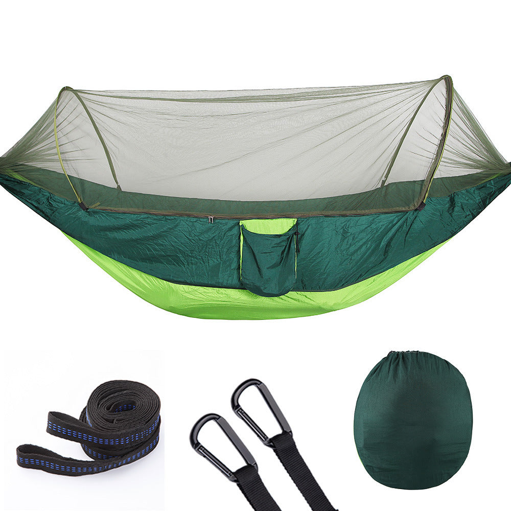 Fully automatic, self-opening hammock with mosquito net - Forward