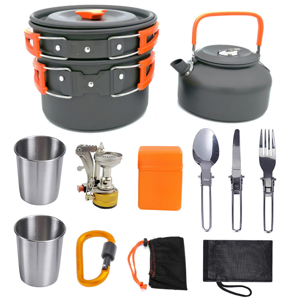 Camping Cookware Kit Outdoor Cooking Set Aluminum Equipment Outdoor Pot Travel Tableware Kitchen Hiking Picnic BBQ - Forward