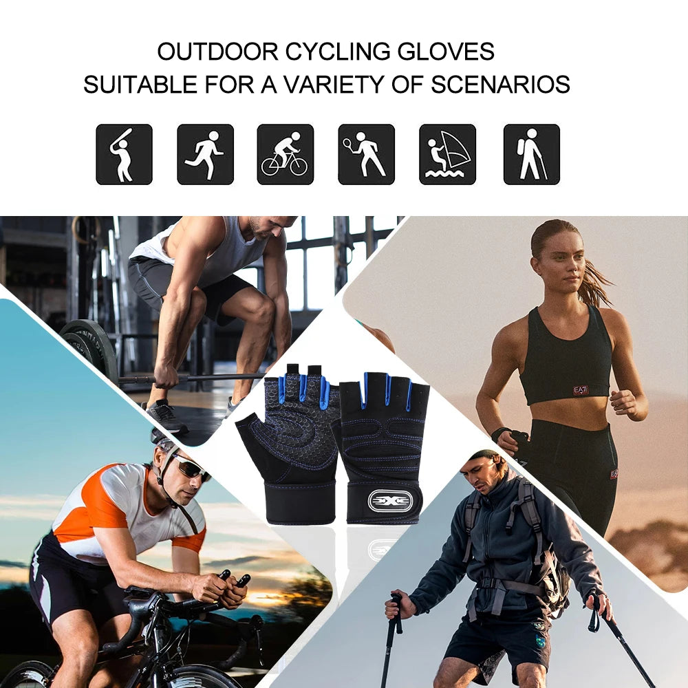 Breathable half-finger cycling gloves , ideal for biking, fitness, and training.