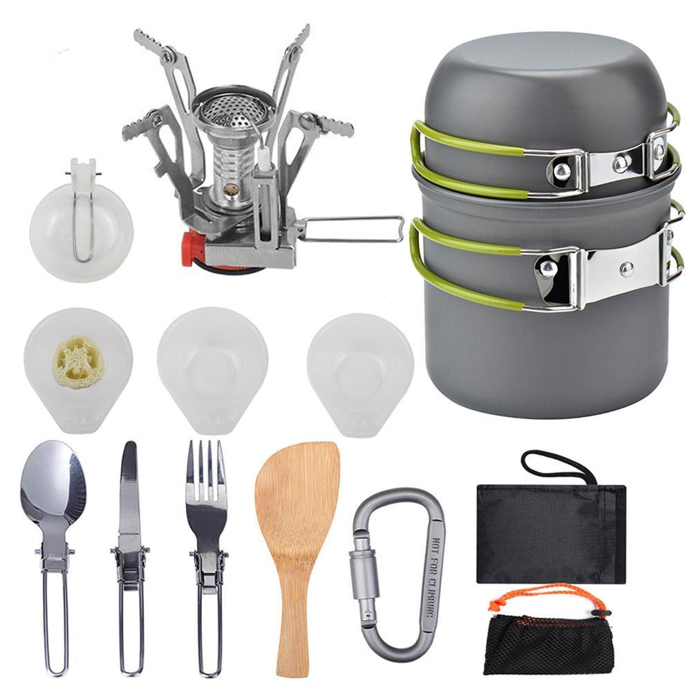 Camping Cookware Kit Outdoor Cooking Set Aluminum Equipment Outdoor Pot Travel Tableware Kitchen Hiking Picnic BBQ - Forward