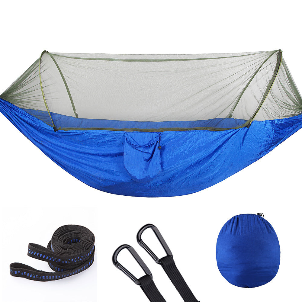 Fully automatic, self-opening hammock with mosquito net - Forward