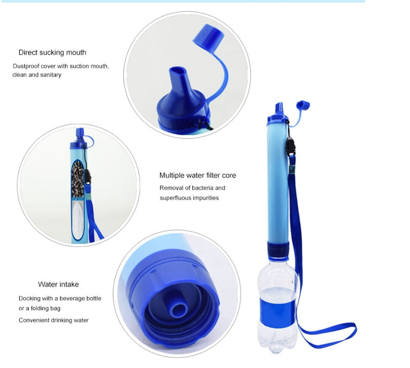 Water filter straw for hiking, travel, and survival - Forward