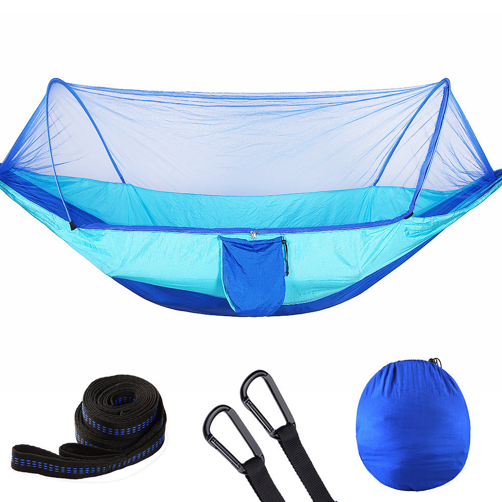 Fully automatic, self-opening hammock with mosquito net - Forward