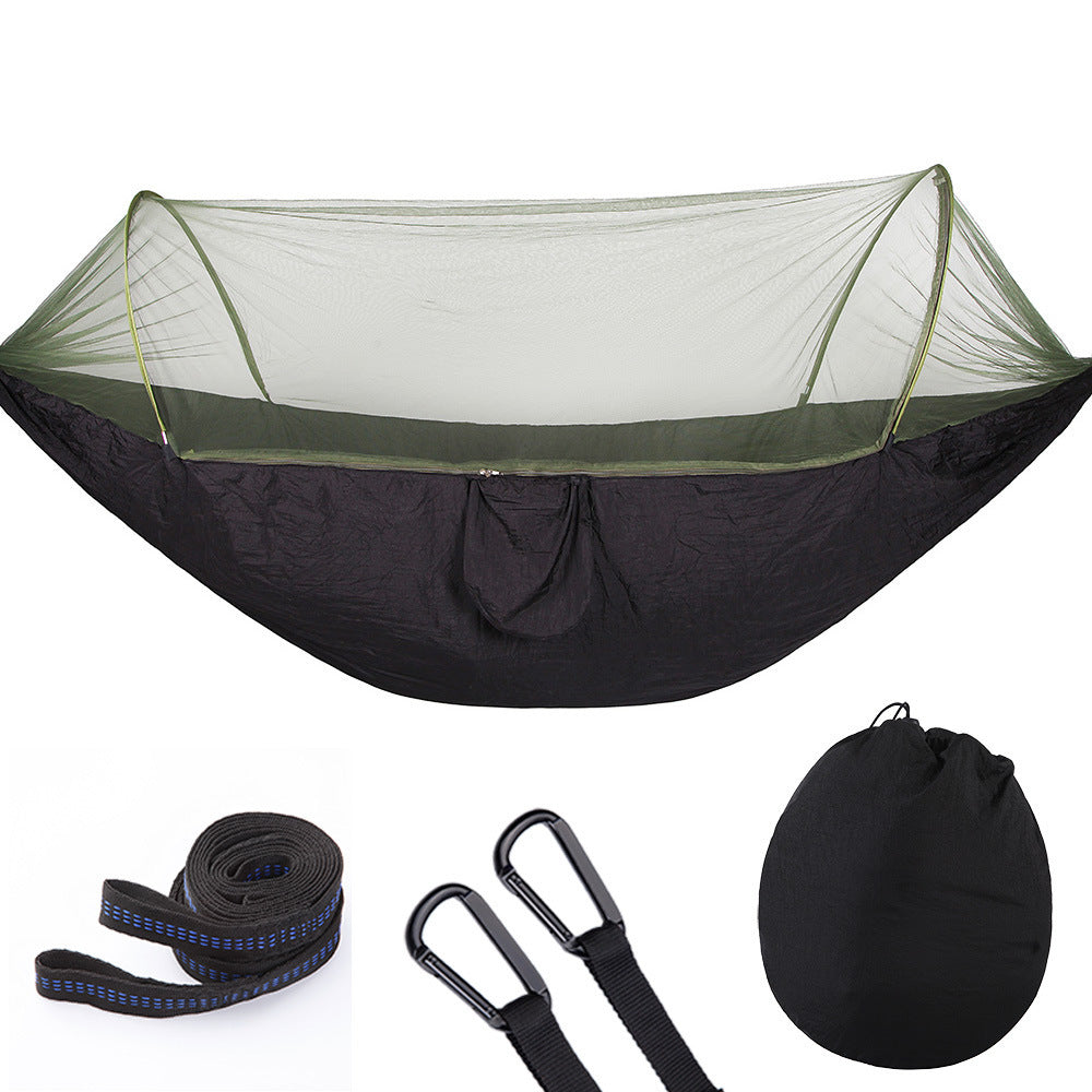 Fully automatic, self-opening hammock with mosquito net - Forward
