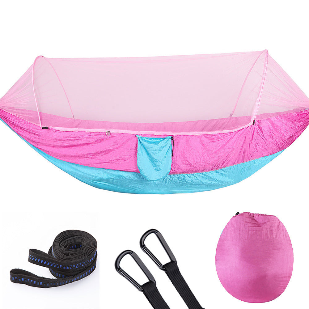 Fully automatic, self-opening hammock with mosquito net - Forward