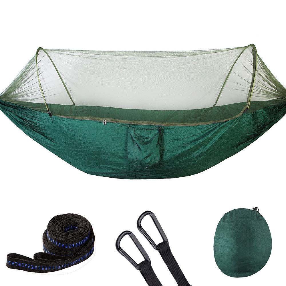 Fully automatic, self-opening hammock with mosquito net - Forward