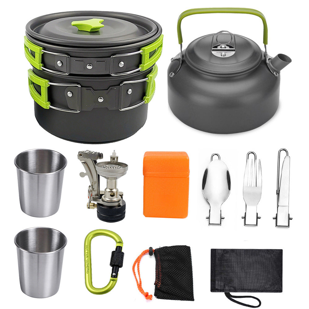 Camping Cookware Kit Outdoor Cooking Set Aluminum Equipment Outdoor Pot Travel Tableware Kitchen Hiking Picnic BBQ - Forward
