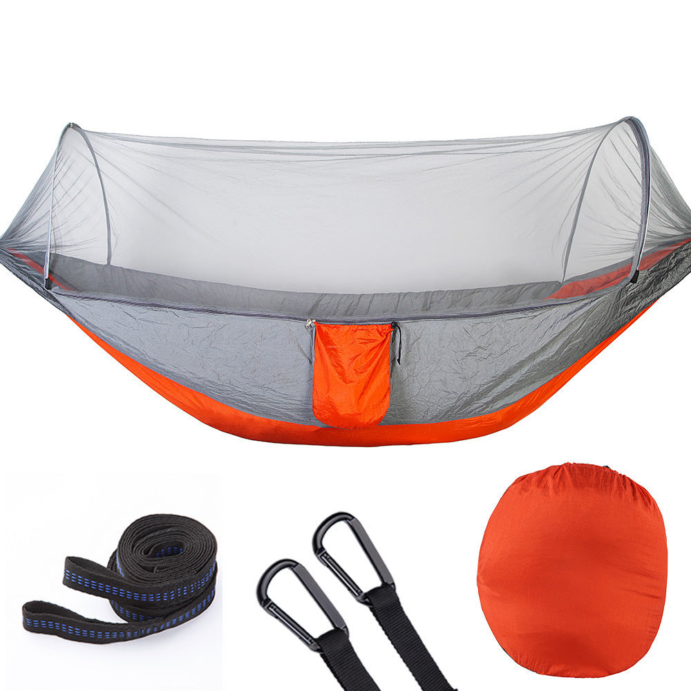 Fully automatic, self-opening hammock with mosquito net - Forward