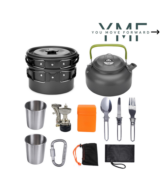 Camping Cookware Kit Outdoor Cooking Set Aluminum Equipment Outdoor Pot Travel Tableware Kitchen Hiking Picnic BBQ - Forward