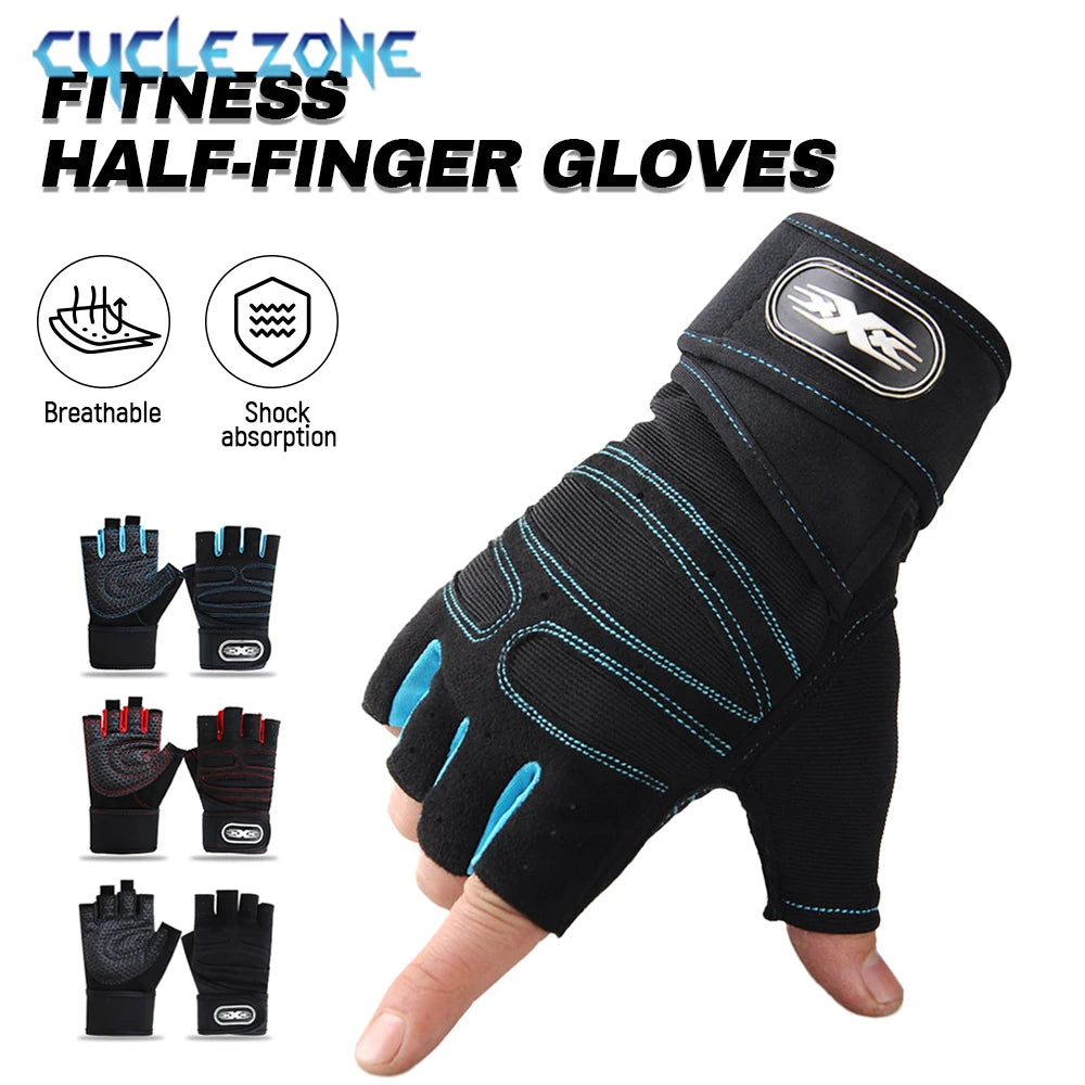 Breathable half-finger cycling gloves , ideal for biking, fitness, and training.